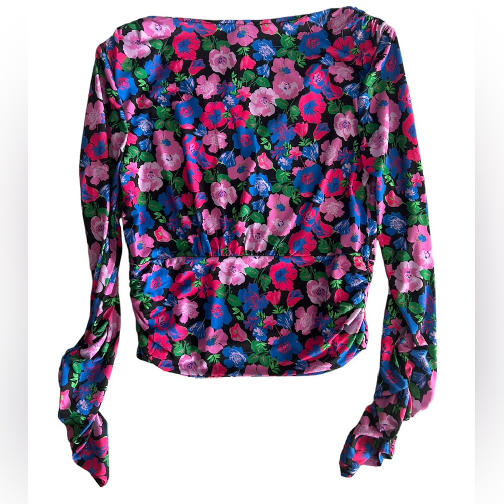 Sanctuary Eye Catcher Multicolored Floral Ruching Top NWT Size Large - Picture 4 of 10